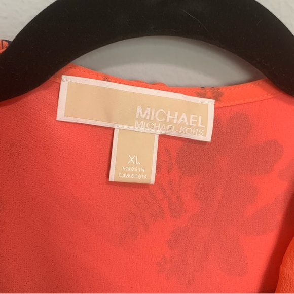 Michael Kors Coral Pink Floral Midi Wrap Dress XL - Picture 4 of 5